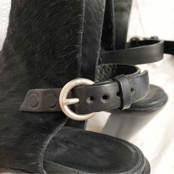 RAG & BONE WYATT BLACK CALF HAIR SLING BACK PEEP TOE HEELED SANDALS - 8 (38) - Picture 8 of 10